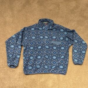 Patagonia Synchilla Blue Patterned Snap-T Fleece Pullover Mens XL